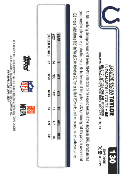 2025 Topps Chrome NFL Ray Wave Jonathan Taylor #130 Indianapolis Colts
