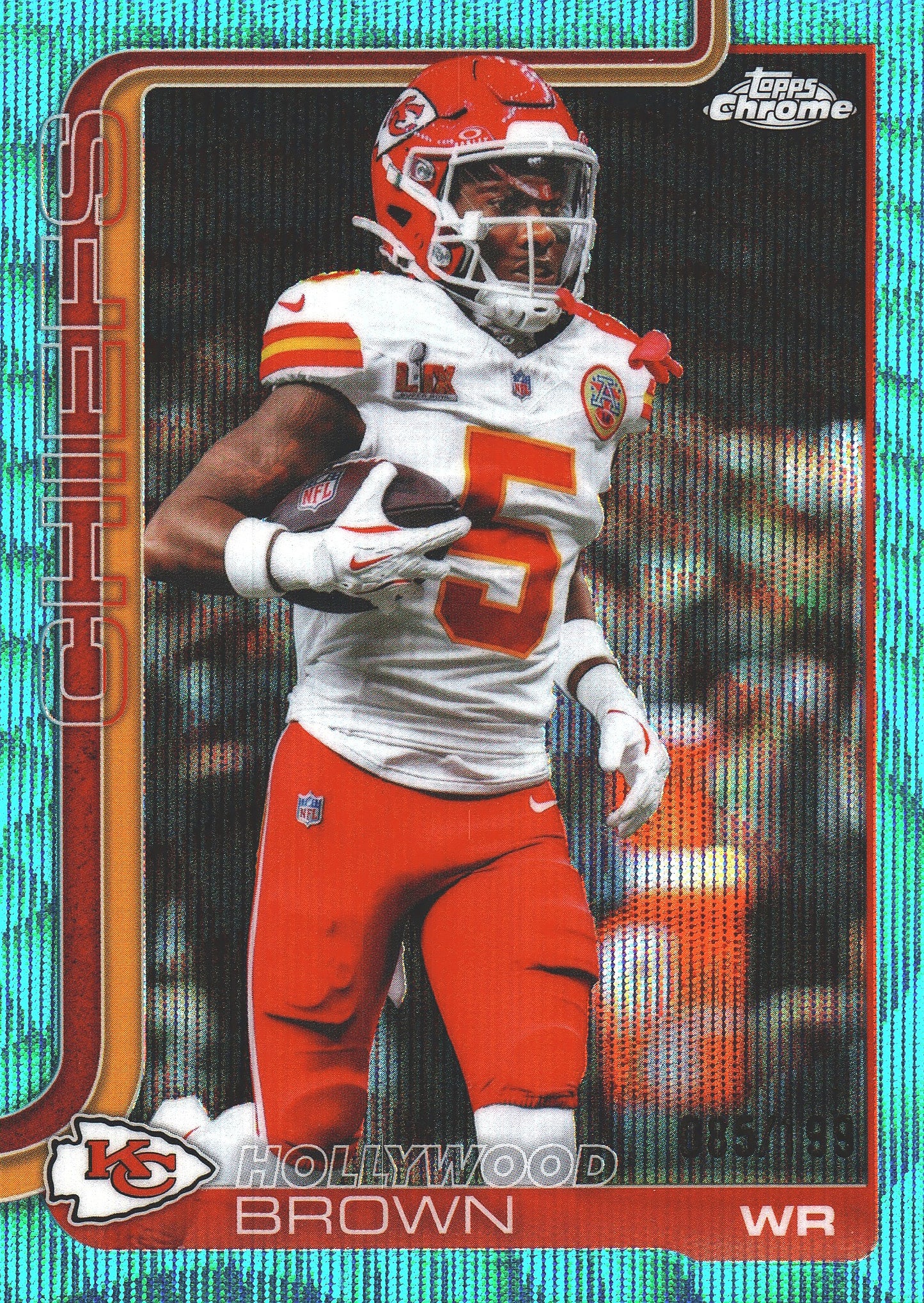 2025 Topps Chrome NFL Aqua /199 Marquise Hollywood Brown #146 Kansas City Chiefs