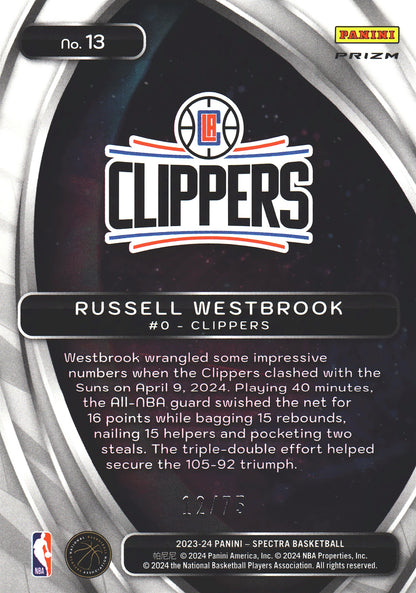 2023 Panini Spectra Titan Green /75 Russell Westbrook #13 Los Angeles Clippers