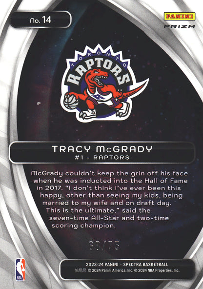2023 Panini Spectra Titan Green /75 Tracy McGrady #14 Toronto Raptors