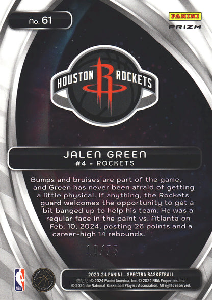 2023 Panini Spectra Titan Green /75 Jalen Green #61 Houston Rockets