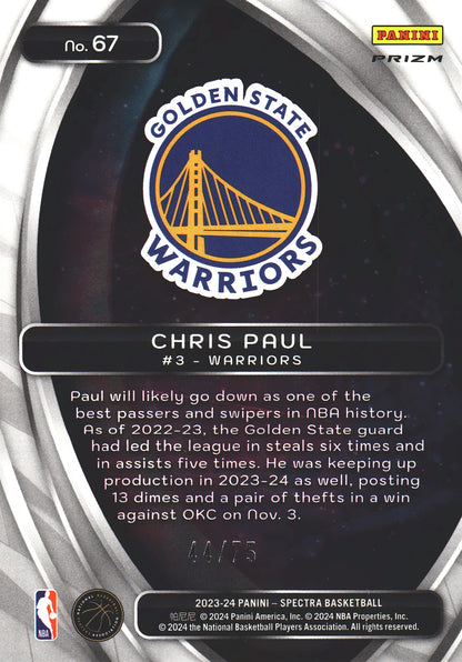 2023 Panini Spectra Titan Green /75 Chris Paul #67 Golden State Warriors