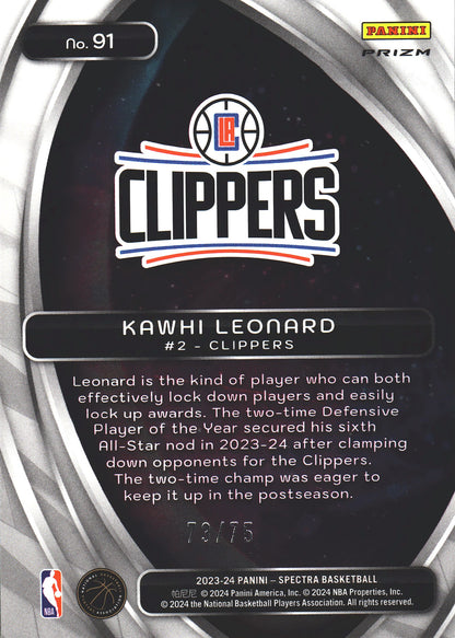 2023 Panini Spectra Titan Green /75 Kawhi Leonard #91 Los Angeles Clippers
