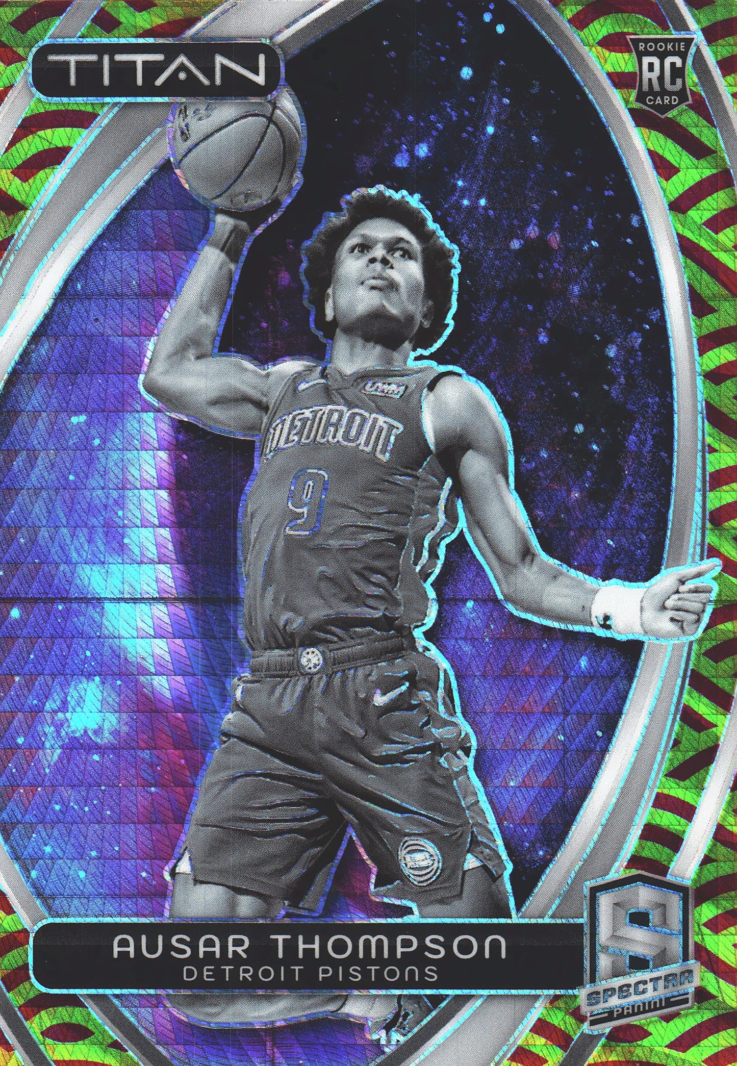 2023 Panini Spectra Titan Red and Yellow /49 Ausar Thompson #11 Detroit Pistons