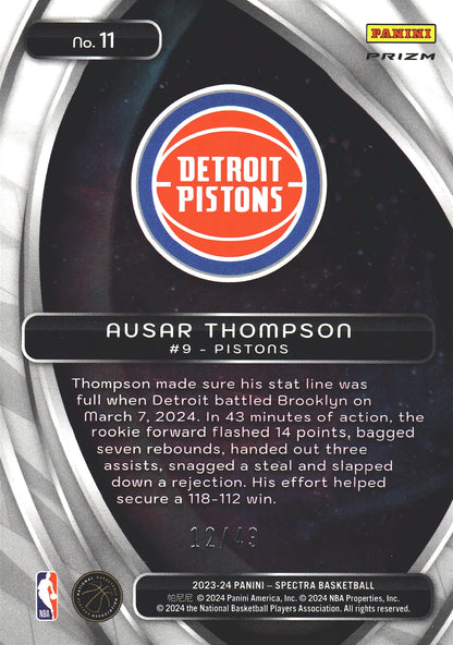2023 Panini Spectra Titan Red and Yellow /49 Ausar Thompson #11 Detroit Pistons