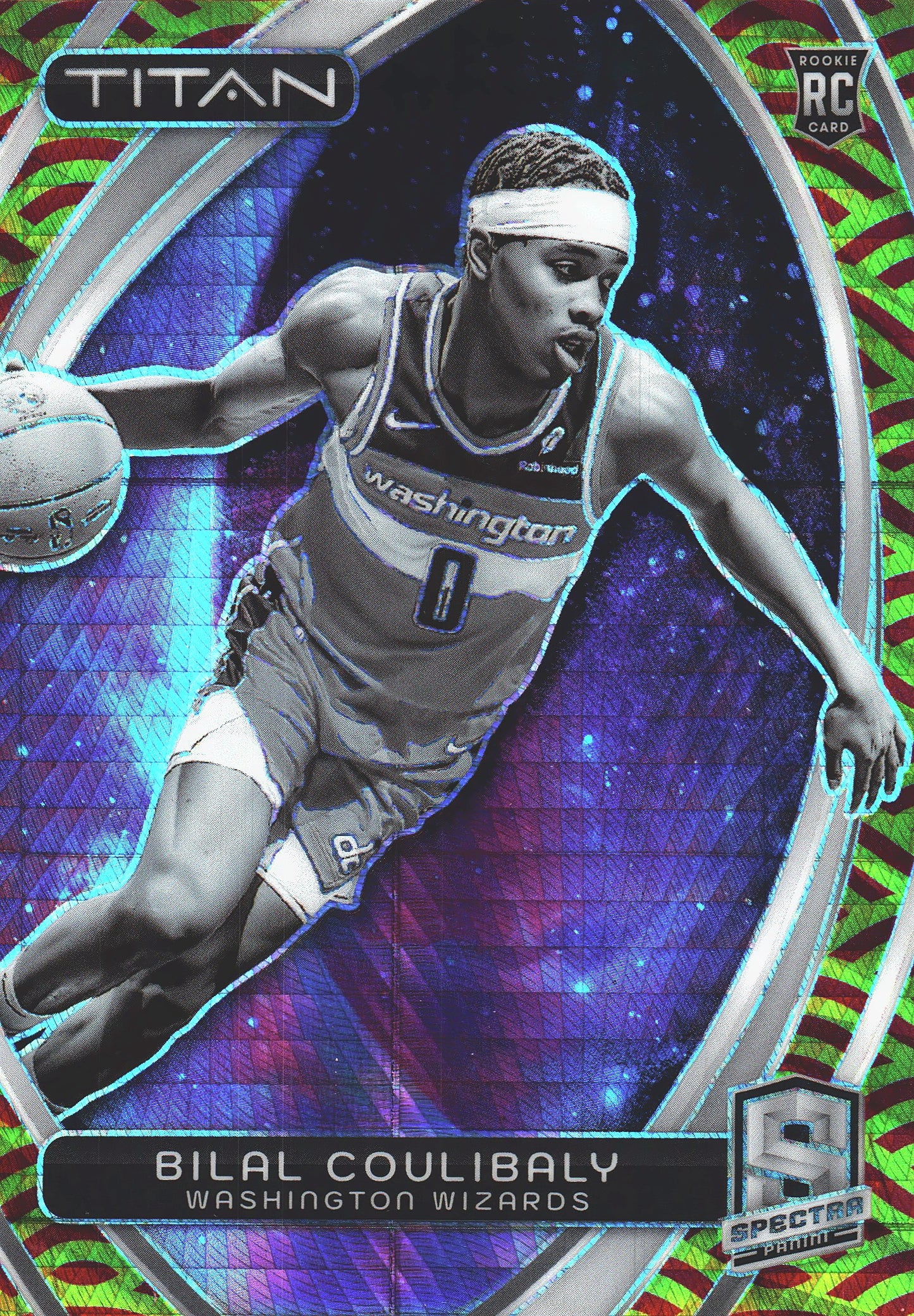 2023 Panini Spectra Titan Red and Yellow /49 Bilal Coulibaly #24 Washington Wizards
