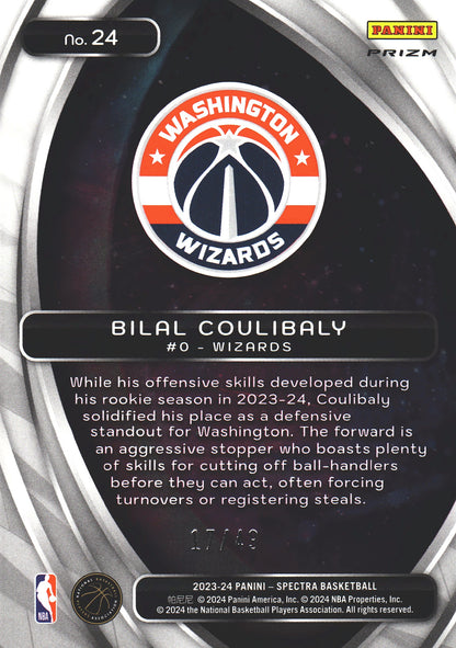 2023 Panini Spectra Titan Red and Yellow /49 Bilal Coulibaly #24 Washington Wizards