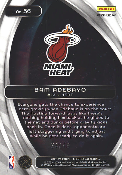 2023 Panini Spectra Titan Red and Yellow /49 Bam Adebayo #56 Miami Heat