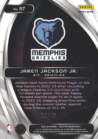 2023 Panini Spectra Titan Red and Yellow /49 Jaren Jackson Jr. #57 Memphis Grizzlies