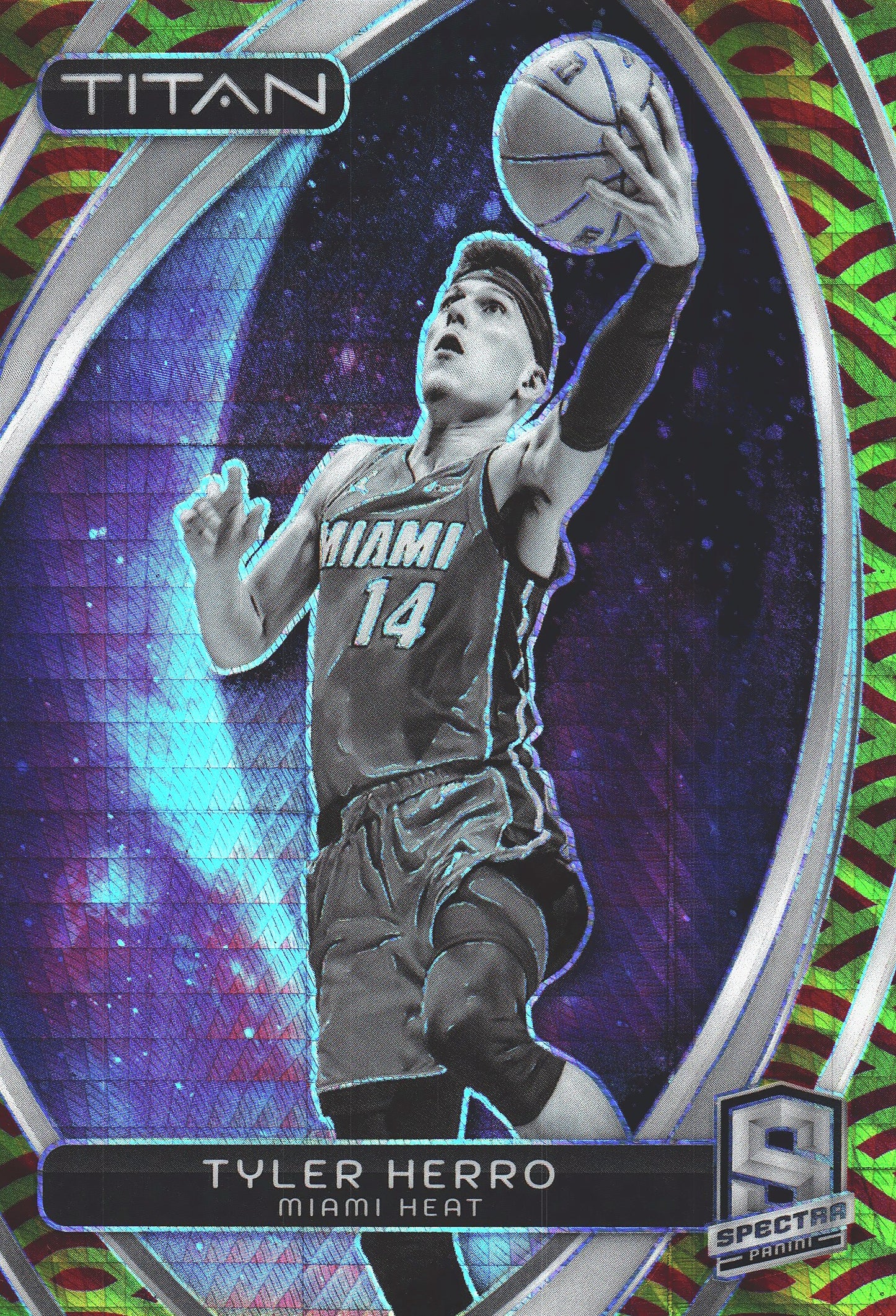 2023 Panini Spectra Titan Red and Yellow /49 Tyler Herro #66 Miami Heat
