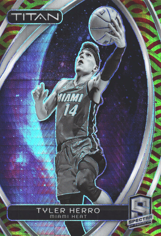 2023 Panini Spectra Titan Red and Yellow /49 Tyler Herro #66 Miami Heat