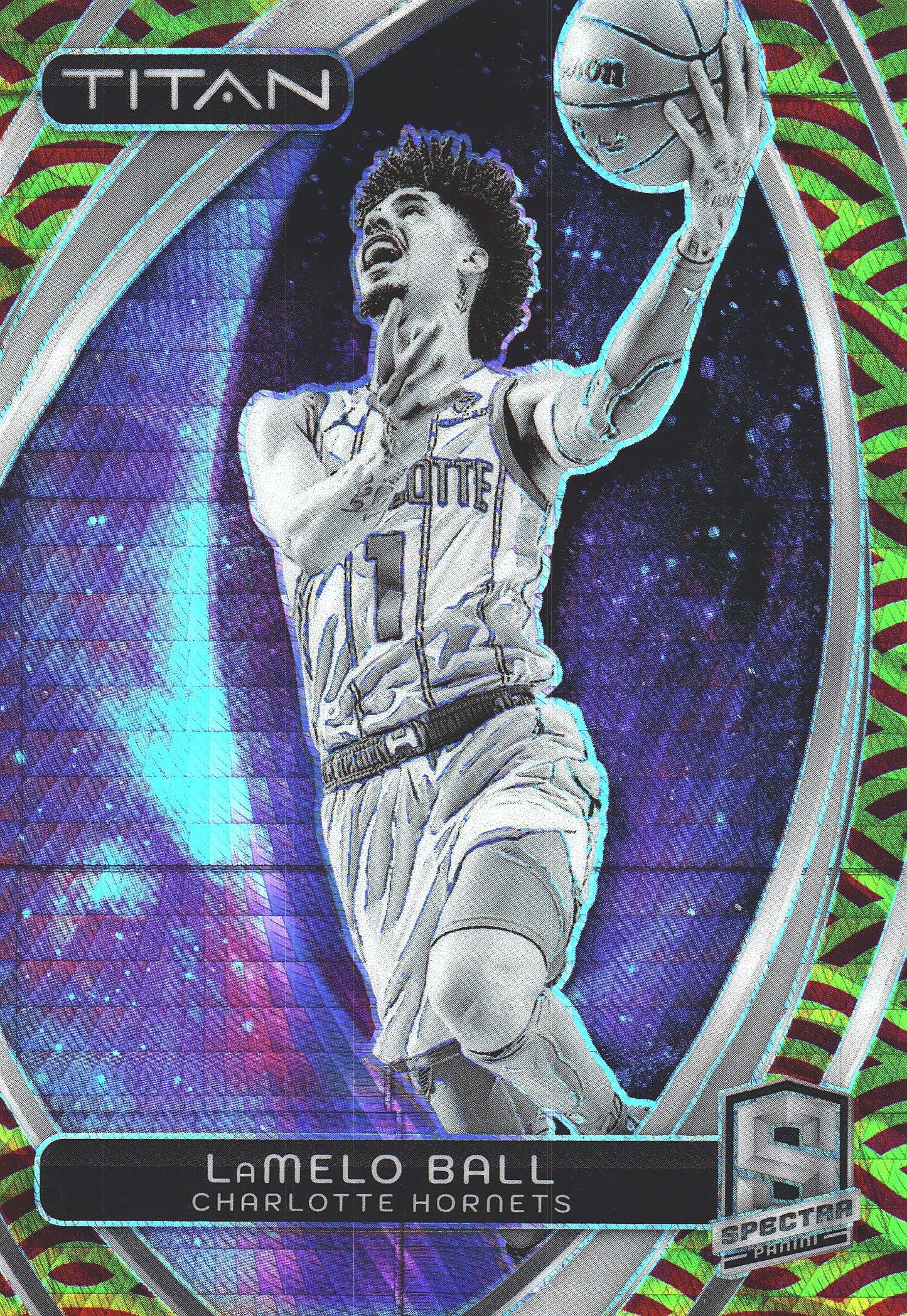 2023 Panini Spectra Titan Red and Yellow /49 LaMelo Ball #74 Charlotte Hornets