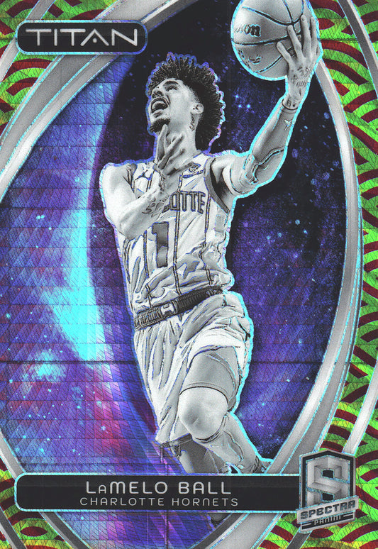 2023 Panini Spectra Titan Red and Yellow /49 LaMelo Ball #74 Charlotte Hornets