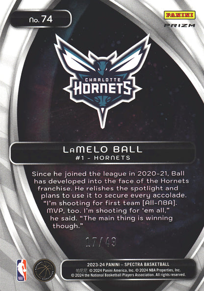 2023 Panini Spectra Titan Red and Yellow /49 LaMelo Ball #74 Charlotte Hornets