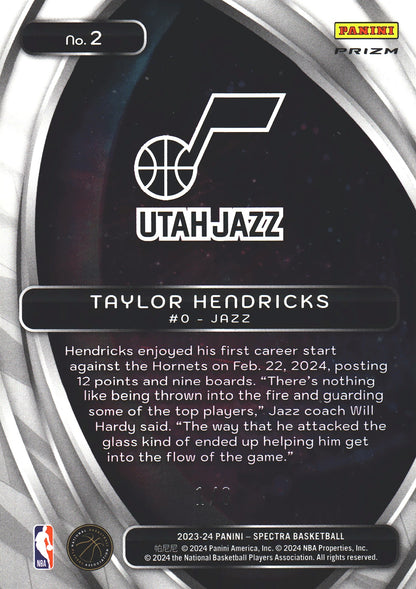 2023 Panini Spectra Neon Splatter /8 Taylor Hendricks #2 Utah Jazz