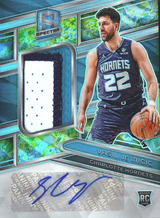 2023 Panini Spectra RC Jersey Auto Neon Splatter /8 Vasilije Micic #216 Charlotte Hornets