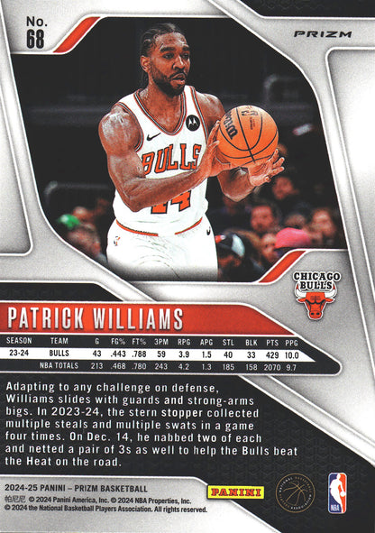 2024 Panini Prizm Green Patrick Williams #68 Chicago Bulls