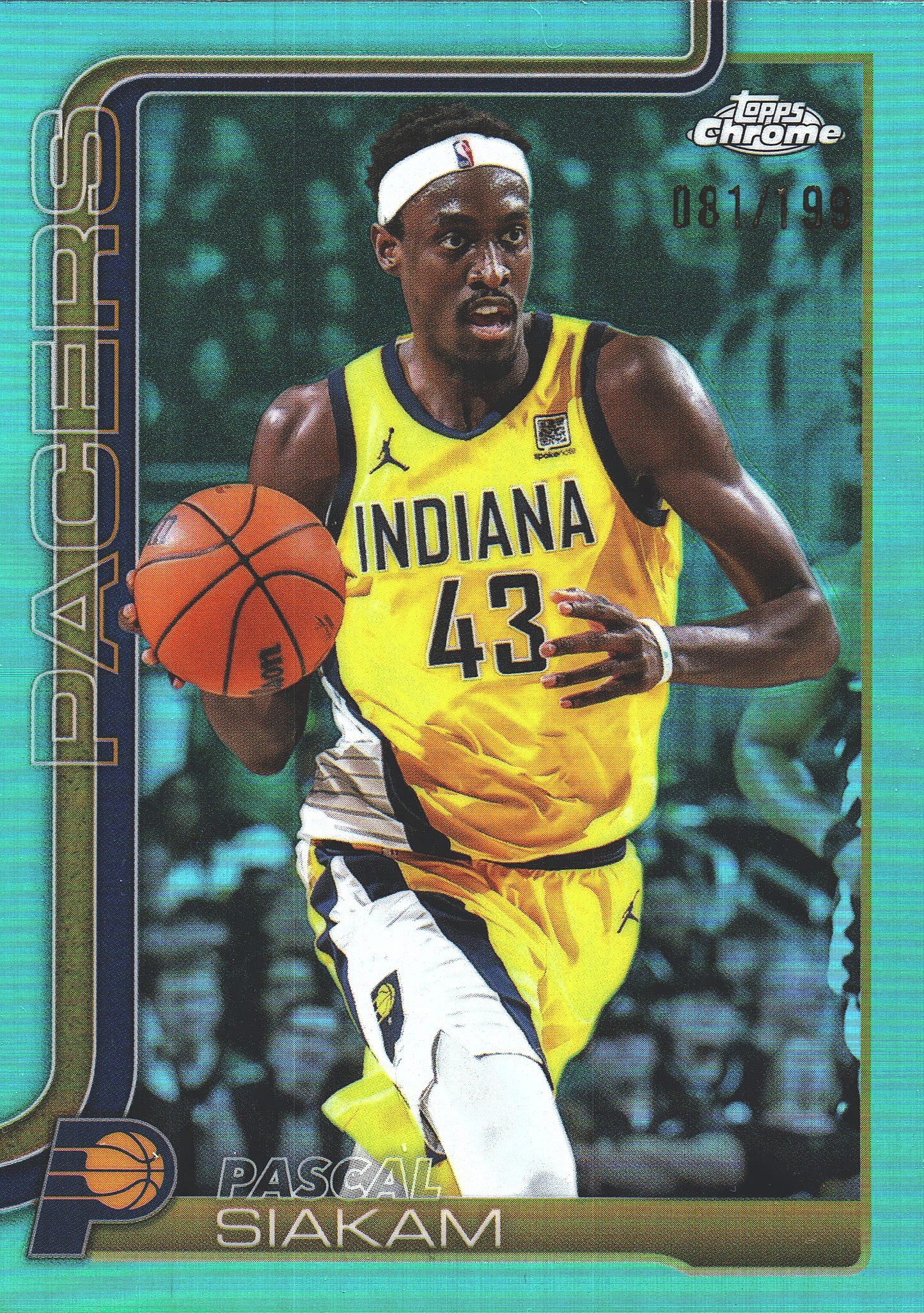 2025 Topps Chrome Aqua /199 Pascal Siakam #1 Indiana Pacers