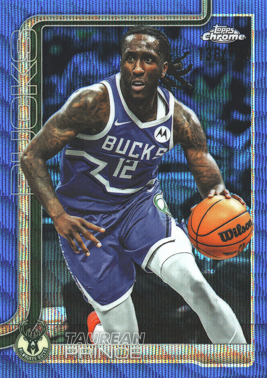 2025 Topps Chrome Blue /150 Taurean Prince #147 Milwaukee Bucks