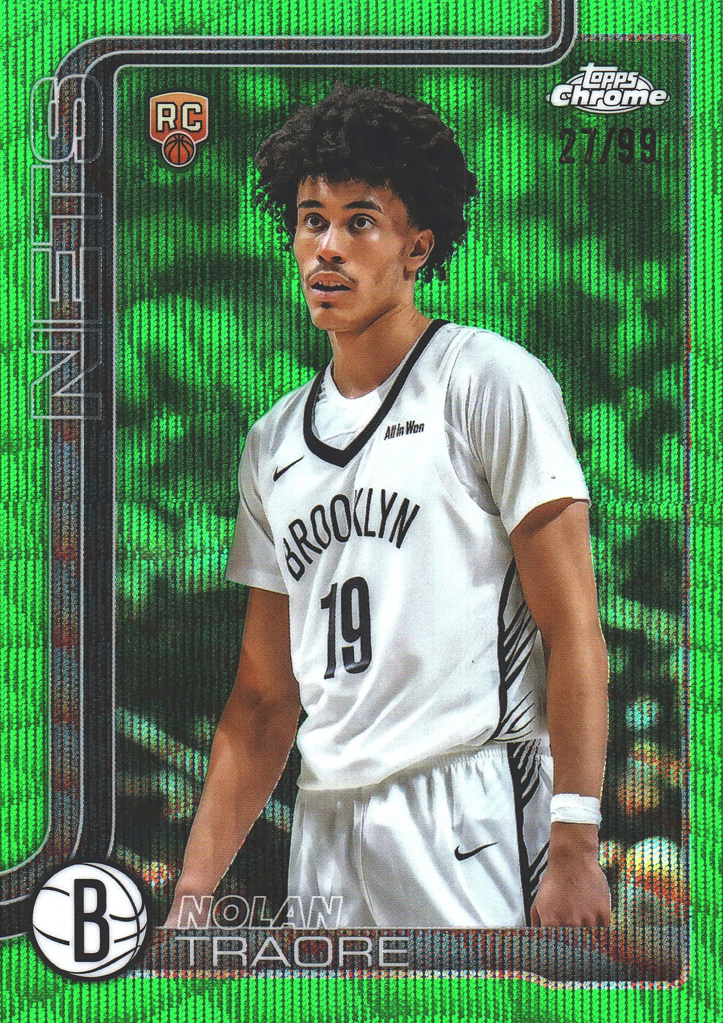 2025 Topps Chrome Green /99 Nolan Traore #269 Brooklyn Nets