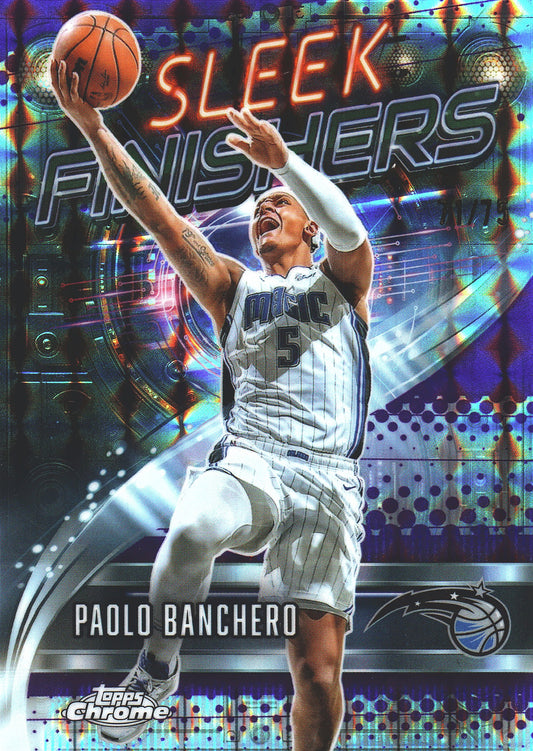 2025 Topps Chrome Purple /75 Sleek Finishers Paolo Banchero #SF-3 Orlando Magic