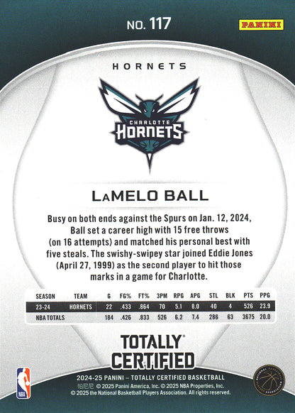 2024 Panini Totally Certified Red LaMelo Ball #117 Charlotte Hornets