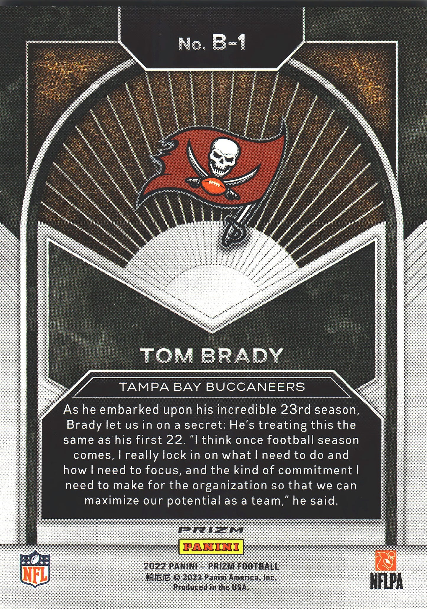 2022 Panini Prizm Brilliance Tom Brady #B-1 Tampa Bay Buccaneers