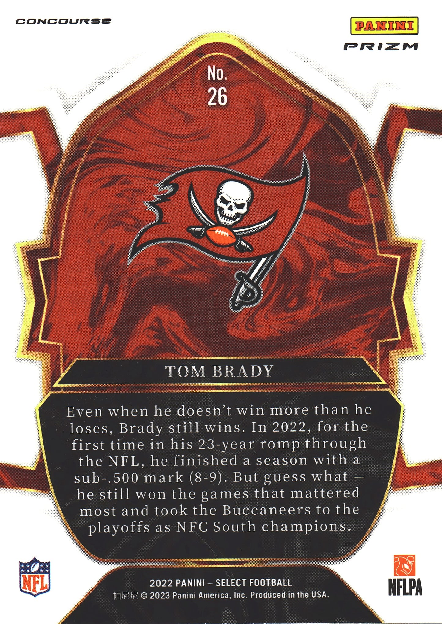2022 Panini Select Tom Brady #26 Tampa Bay Buccaneers