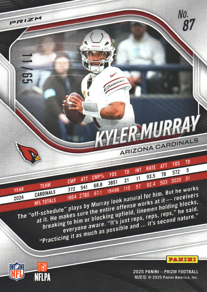2025 Panini Prizm Orange Wave /65 Kyler Murray #87 Arizona Cardinals