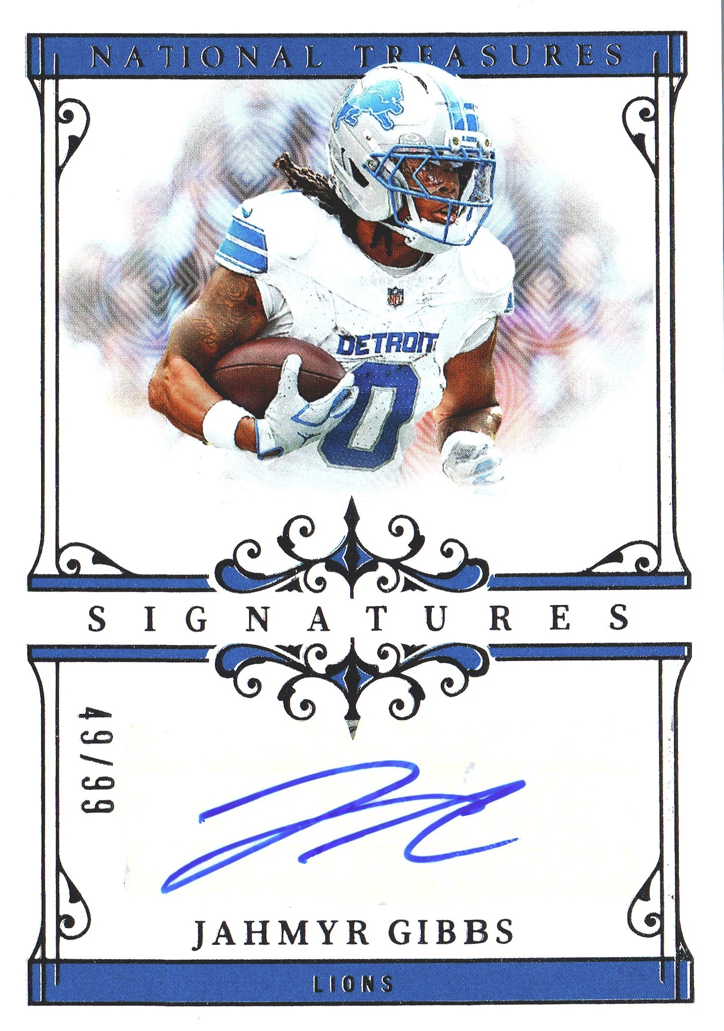 2025 Panini National Treasures Autograph /99 Jahmyr Gibbs #SIG-JGS Detroit Lions