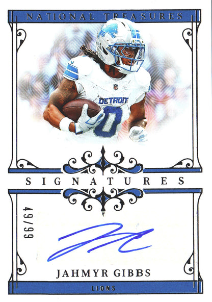 2025 Panini National Treasures Autograph /99 Jahmyr Gibbs #SIG-JGS Detroit Lions