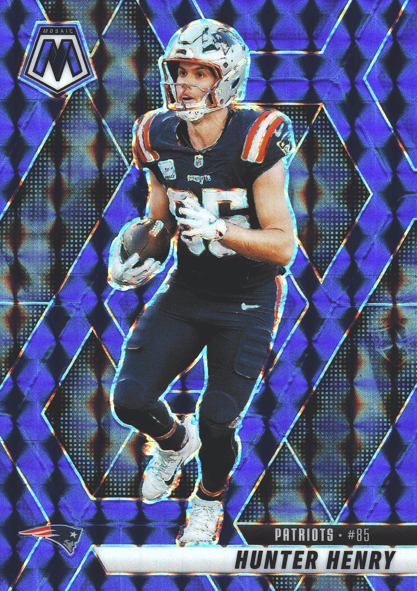 2025 Panini Mosaic Blue /99 Hunter Henry #79 New England Patriots