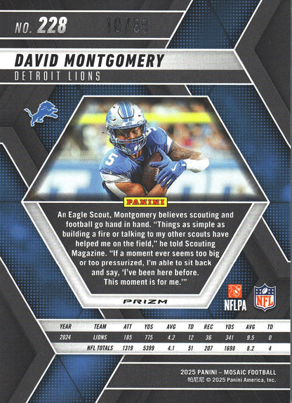 2025 Panini Mosaic Red Yellow /89 David Montgomery #228 Detroit Lions