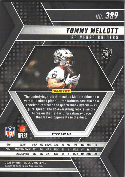 2025 Panini Mosaic Honeycomb SSP Tommy Mellott RC #389 Las Vegas Raiders