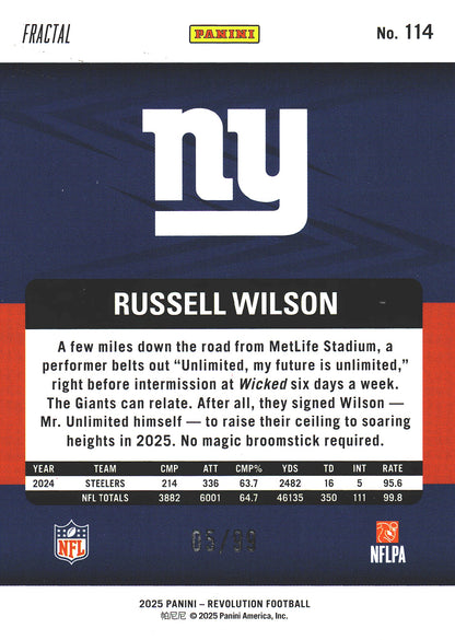 2025 Panini Revolution Fractal /99 Russell Wilson #114 New York Giants