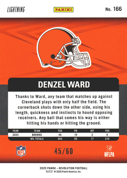 2025 Panini Revolution Lightning /60 Denzel Ward #166 Cleveland Browns
