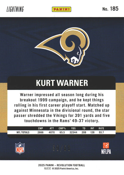 2025 Panini Revolution Lightning /60 Kurt Warner #185 Los Angeles Rams