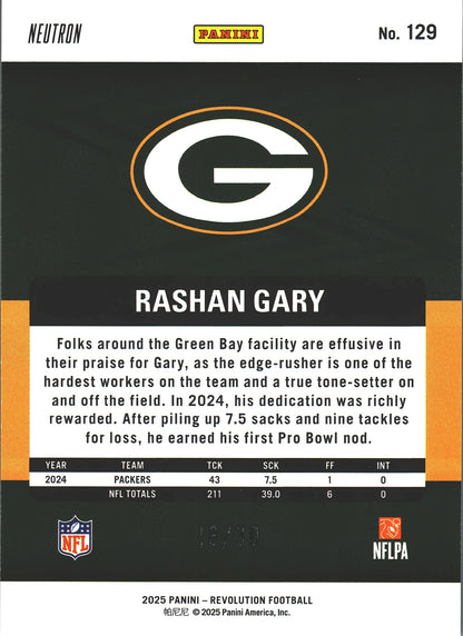 2025 Panini Revolution Neutron /30 Rashan Gary #129 Green Bay Packers
