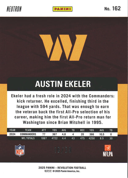 2025 Panini Revolution Neutron /30 Austin Ekeler #162 Commanders
