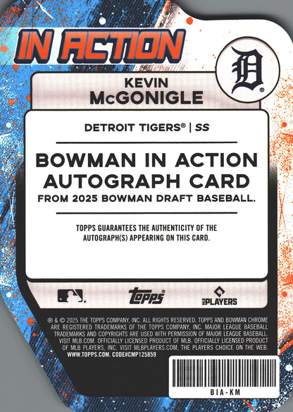 2025 Topps Bowman Chrome In Action auto /75 Kevin McGonigle #BIA-KM Detroit Tigers
