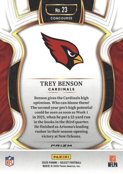 2025 Panini Select Blue White Red Trey Benson #23 Arizona Cardinals