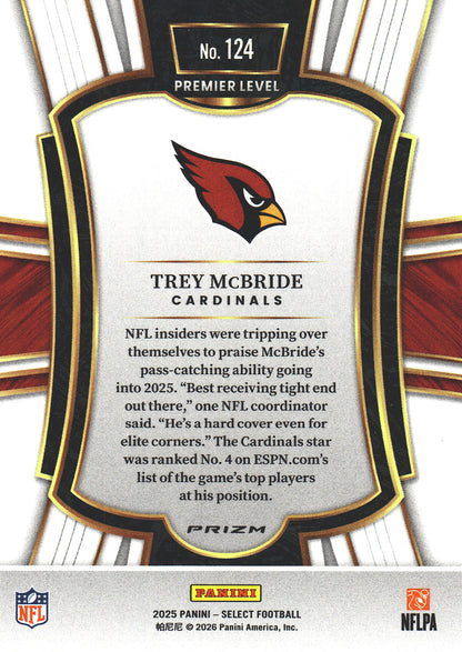 2025 Panini Select Blue White Red Trey McBride #124 Arizona Cardinals