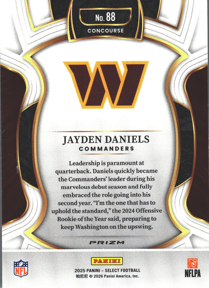2025 Panini Select Silver Jayden Daniels #88 Washington Commanders