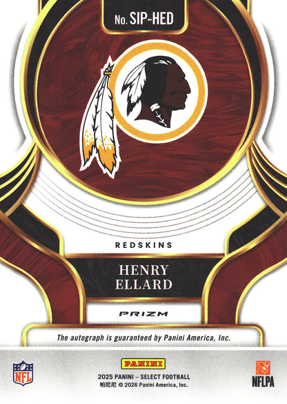 2025 Panini Select Auto Henry Ellard #SIP-HED Washington Commanders