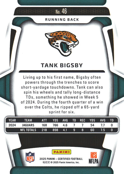 2025 Panini Certified Tank Bigsby /399 #46 Jacksonville Jaguars