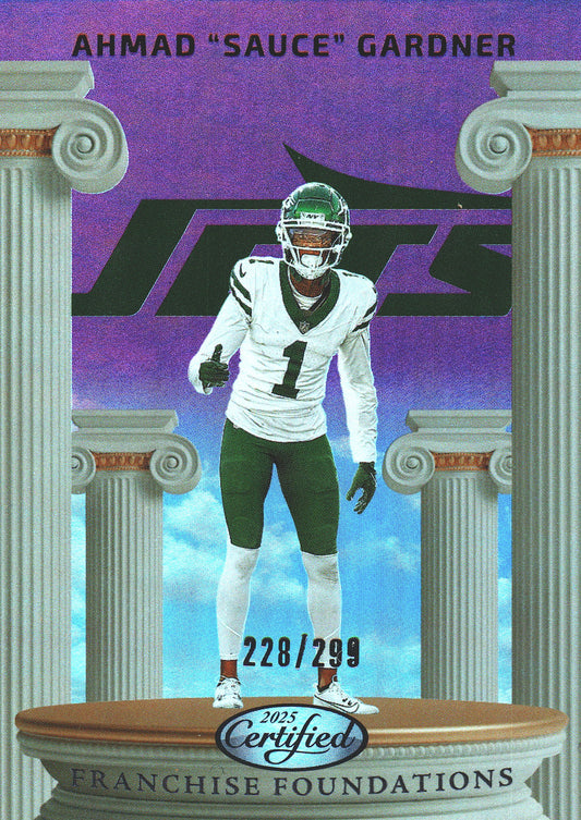 2025 Panini Certified Franchise Foundations /299 Ahmad "Sauce" Gardner #FFO-AGR Jets
