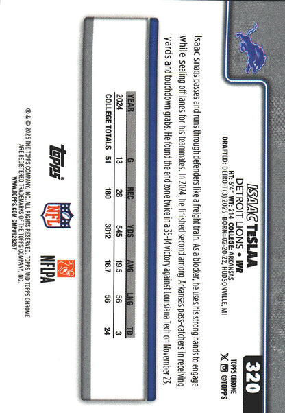 2025 Topps Chrome NFL Isaac Teslaa RC #320 Detroit Lions