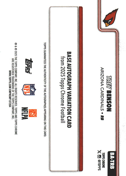 2025 Topps Chrome NFL Gold On-Card Autograph /50 Trey Benson #BA-TRB Arizona Cardinals