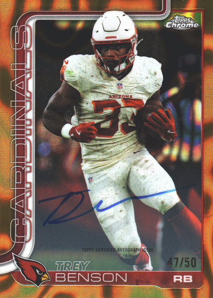 2025 Topps Chrome NFL Gold On-Card Autograph /50 Trey Benson #BA-TRB Arizona Cardinals