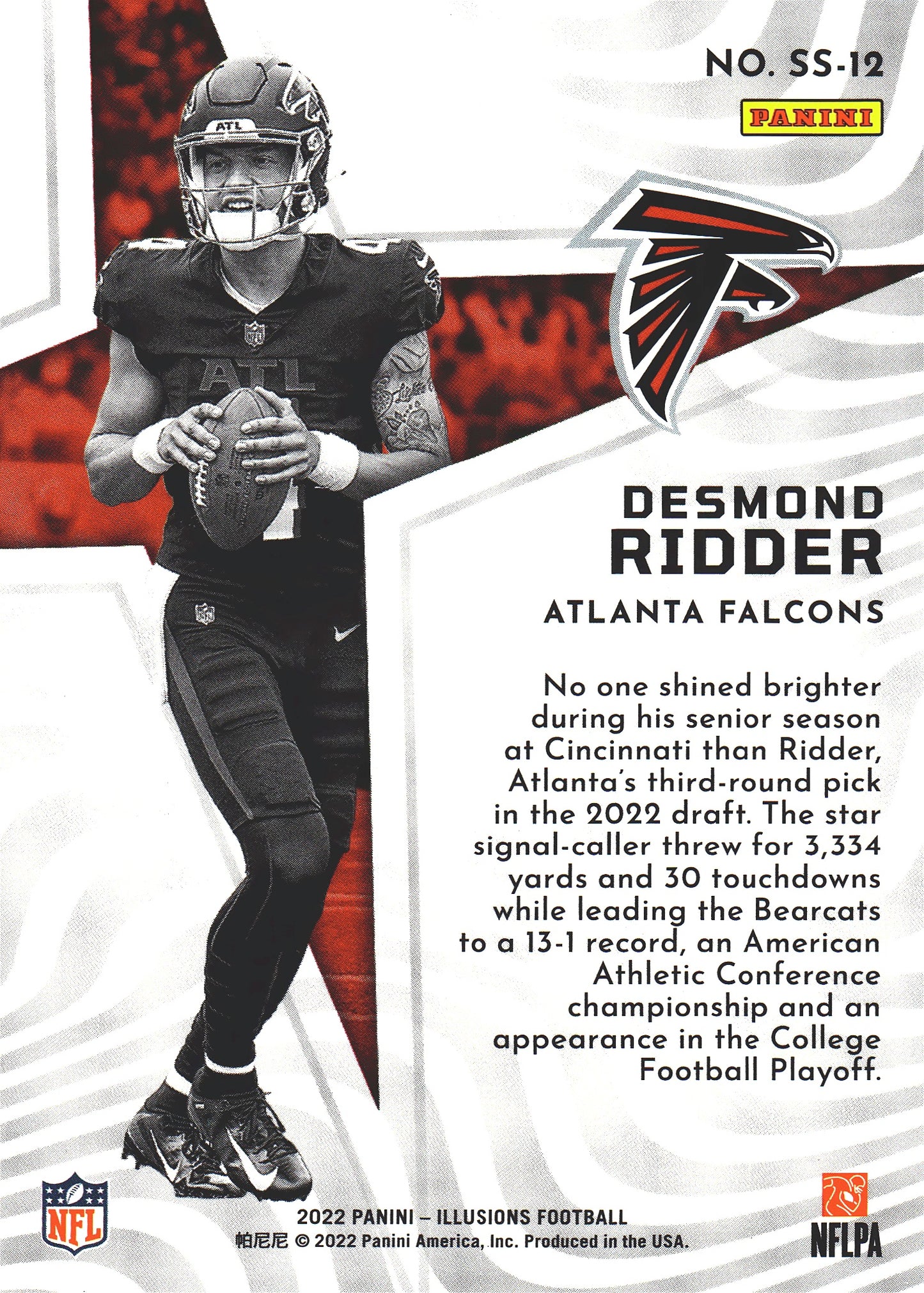 2022 Panini Illusions Shining Stars Desmond Ridder RC #SS-12 Atlanta Falcons